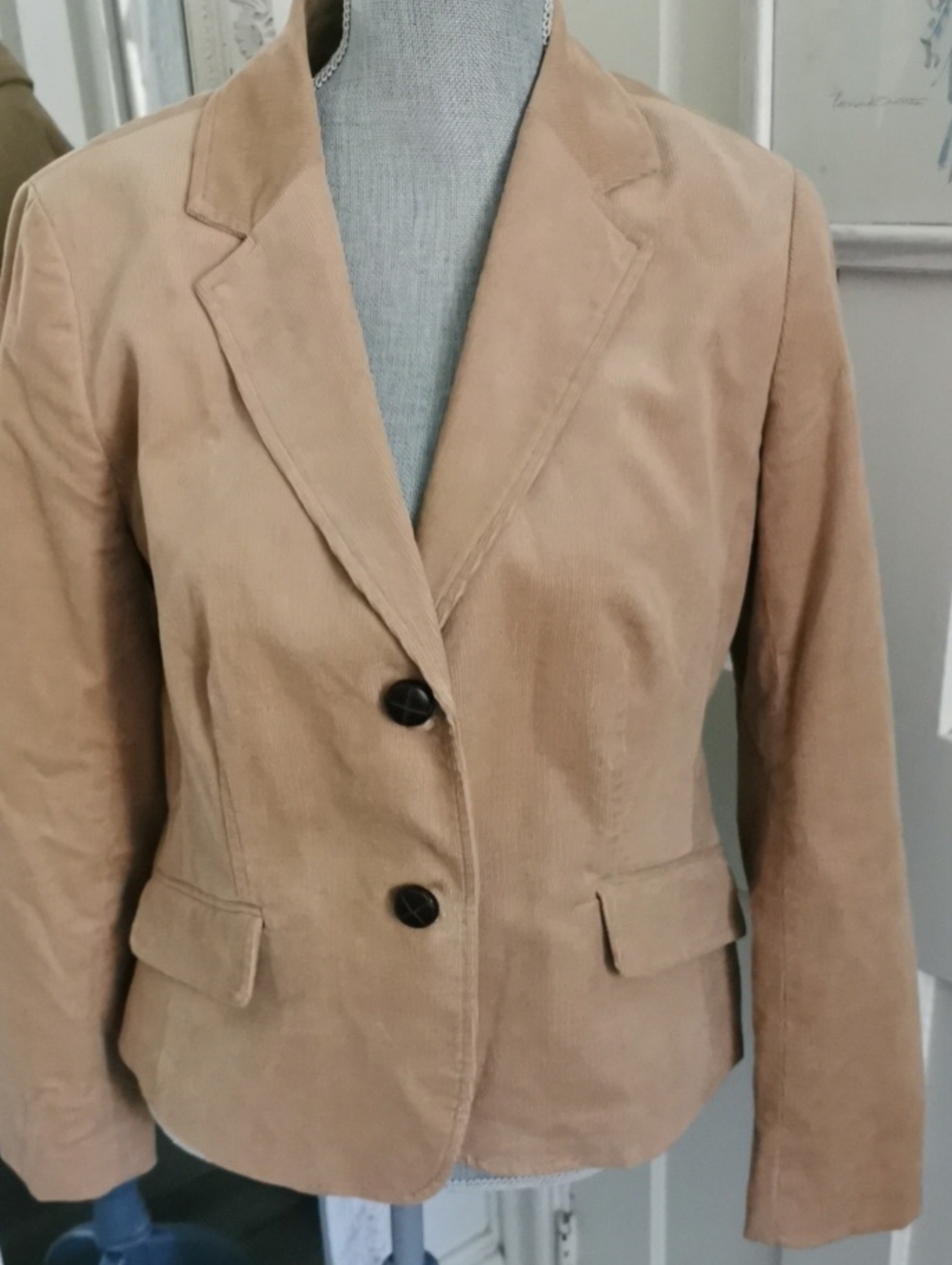 Talbots Classic Womens Petites Tan Equestrianchic Corduroy Blazer. 12P